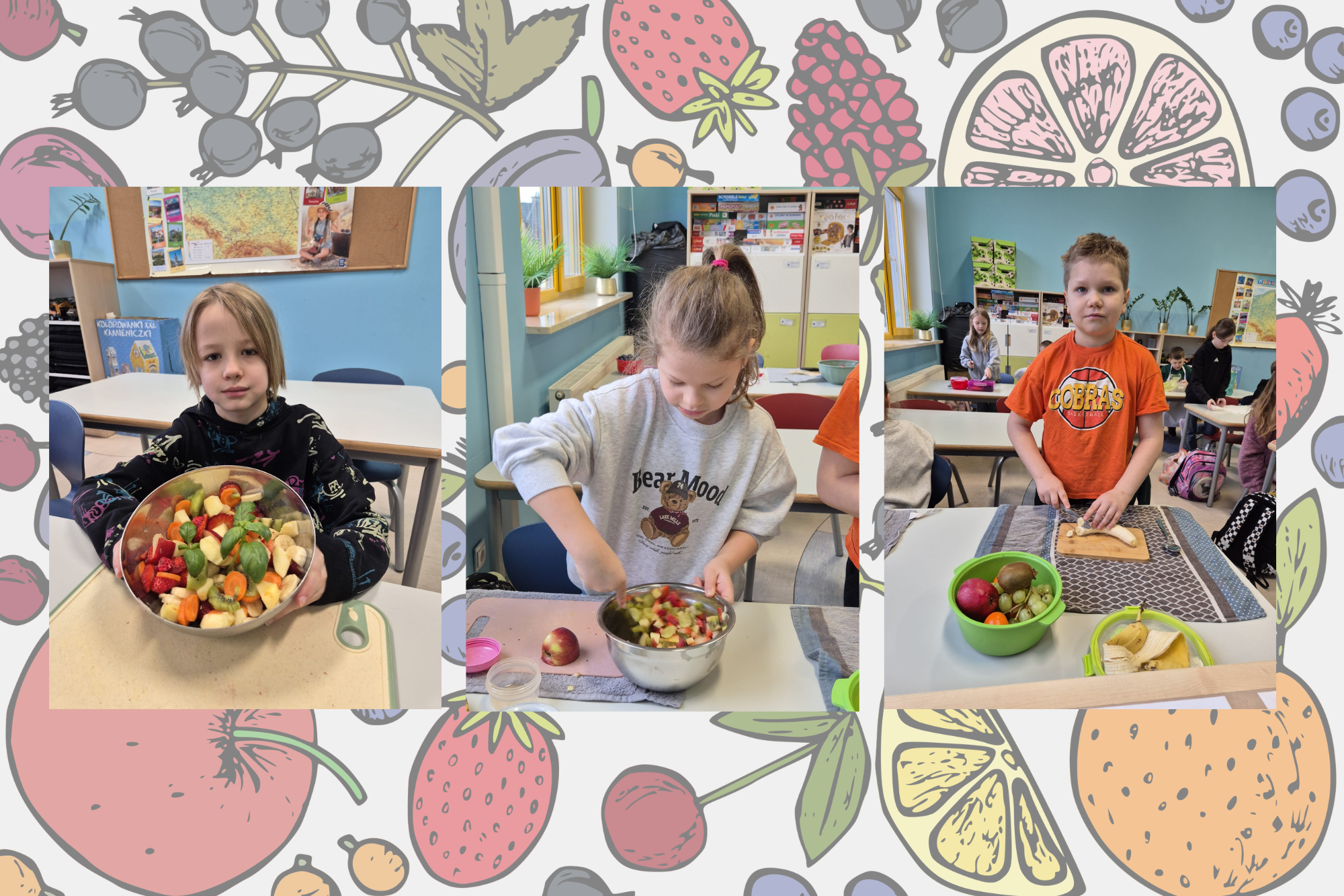 Zdrowe odżywianie - sałatka owocowa w klasie 2B