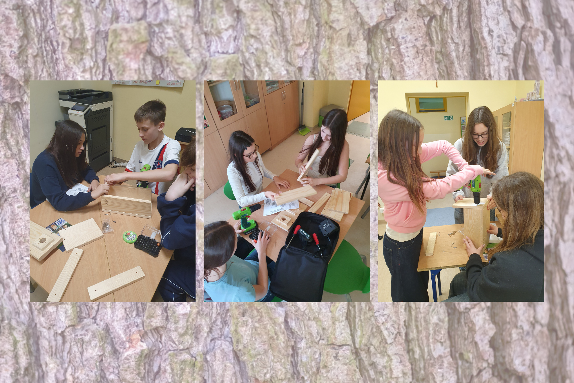 Uczniowie SP3 składają i montują budki lęgowe