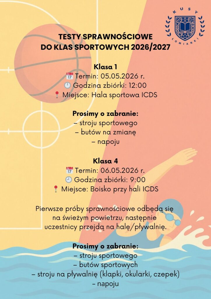 Testy sprawnościowe do klas sportowych na rok szkolny 2026/2027